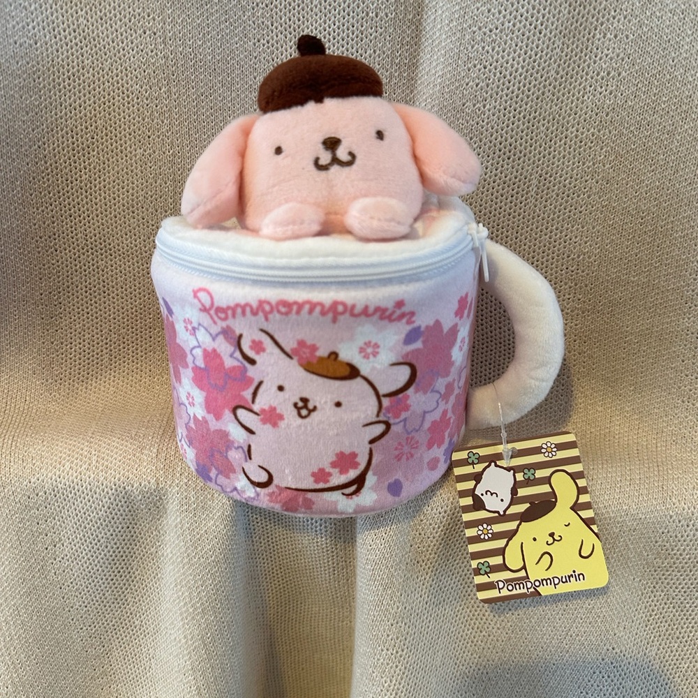 NWT Pompompurin Plush Mug Zippered Pouch 
Limited Edition:Cherry Blossom 2022